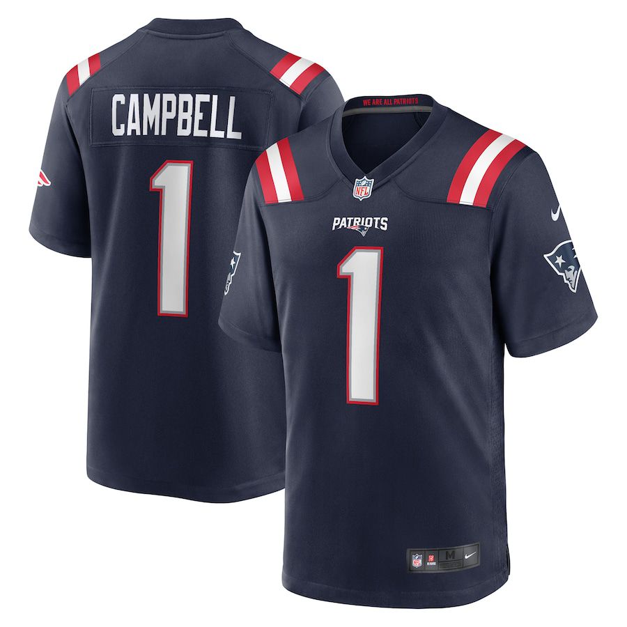 Men New England Patriots #1 Will Campbell Nike Navy 2025 NFL Draft First Round Pick Game Jersey->new england patriots->NFL Jersey